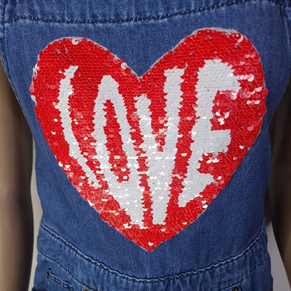 Universal Threads Denim Shortalls Overalls Size Small Light Blue Love Sequins - Picture 3 of 7